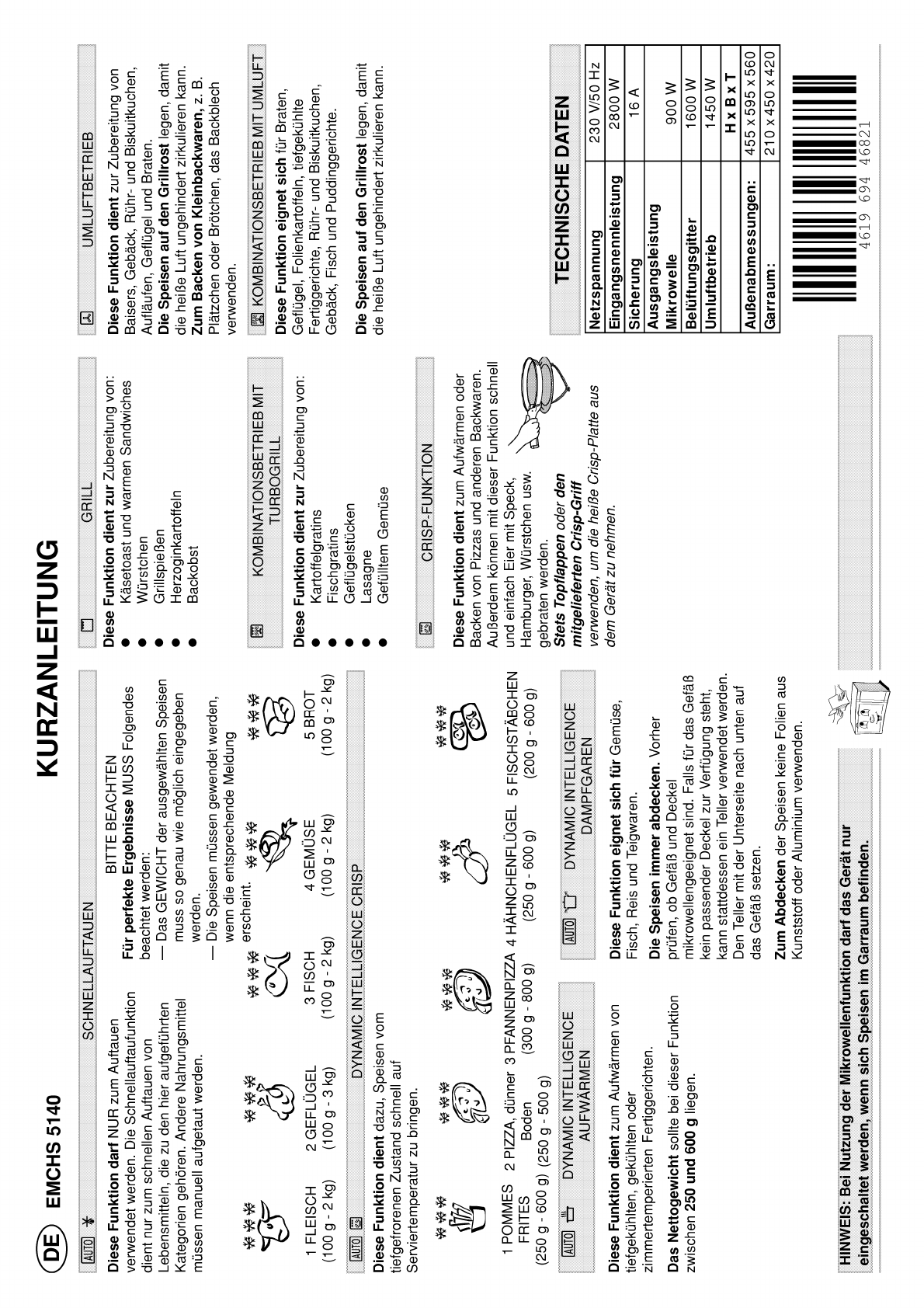 Manual Bauknecht Emchs 5140 Al Page 1 Of 2 German