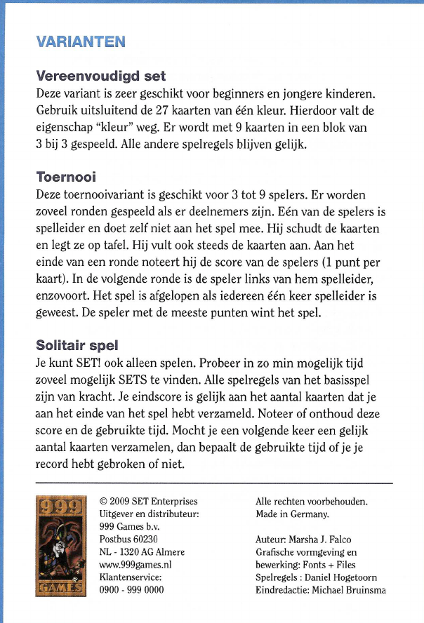 Dakloos Aandringen mechanisme Manual 999 games Set (page 8 of 8) (Dutch)