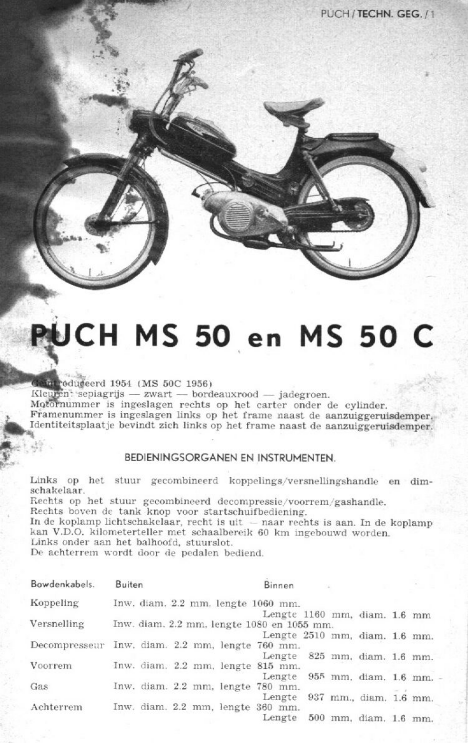 Reparaturhandbuch Moped MS 50 L VS 50 L MS 50 V PUCH DS 50 VS 50 D