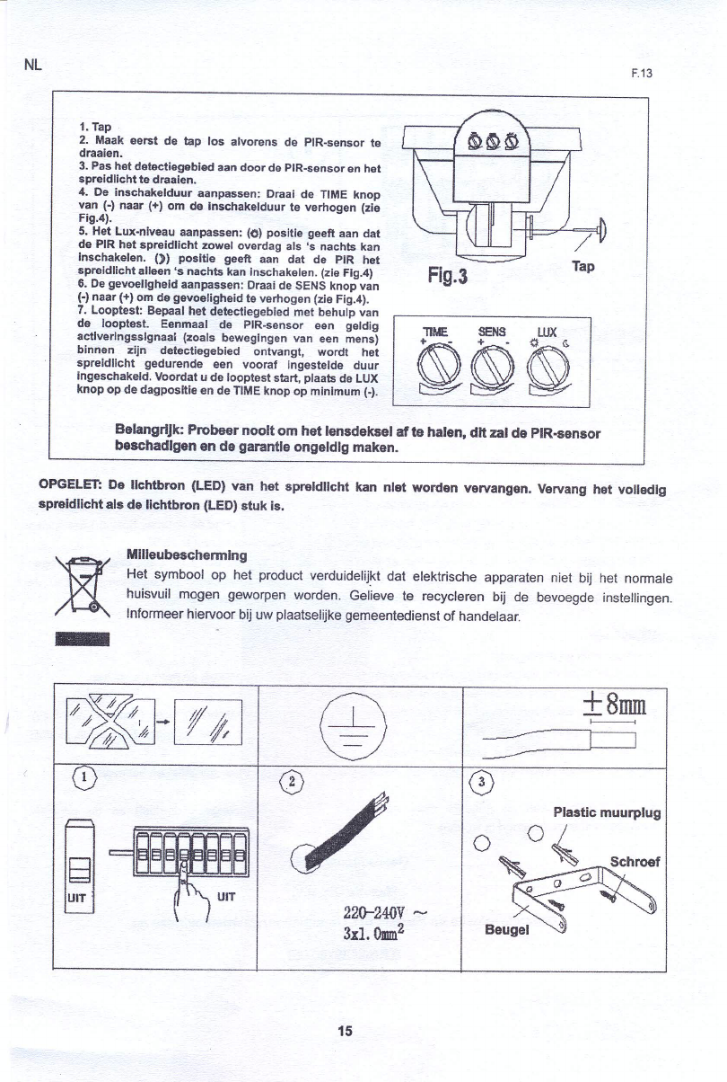 Manual Led spreidlicht bewegingsensor (page 3 of 4) (Dutch)