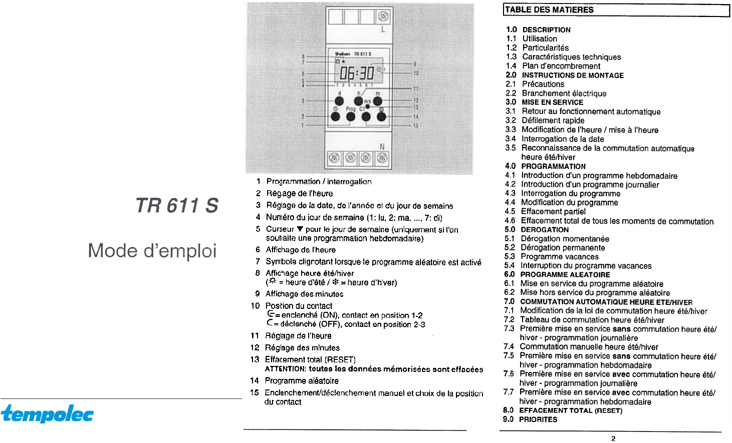 lettelse Inspektion krøllet Manual Theben TR 611 S (page 1 of 8) (French)
