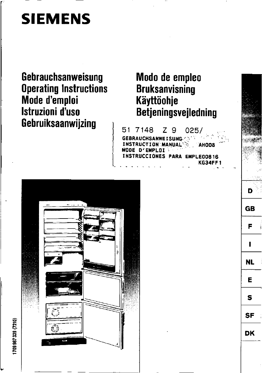 Manual Siemens KG33F01 (page 1 of 122) (English, German