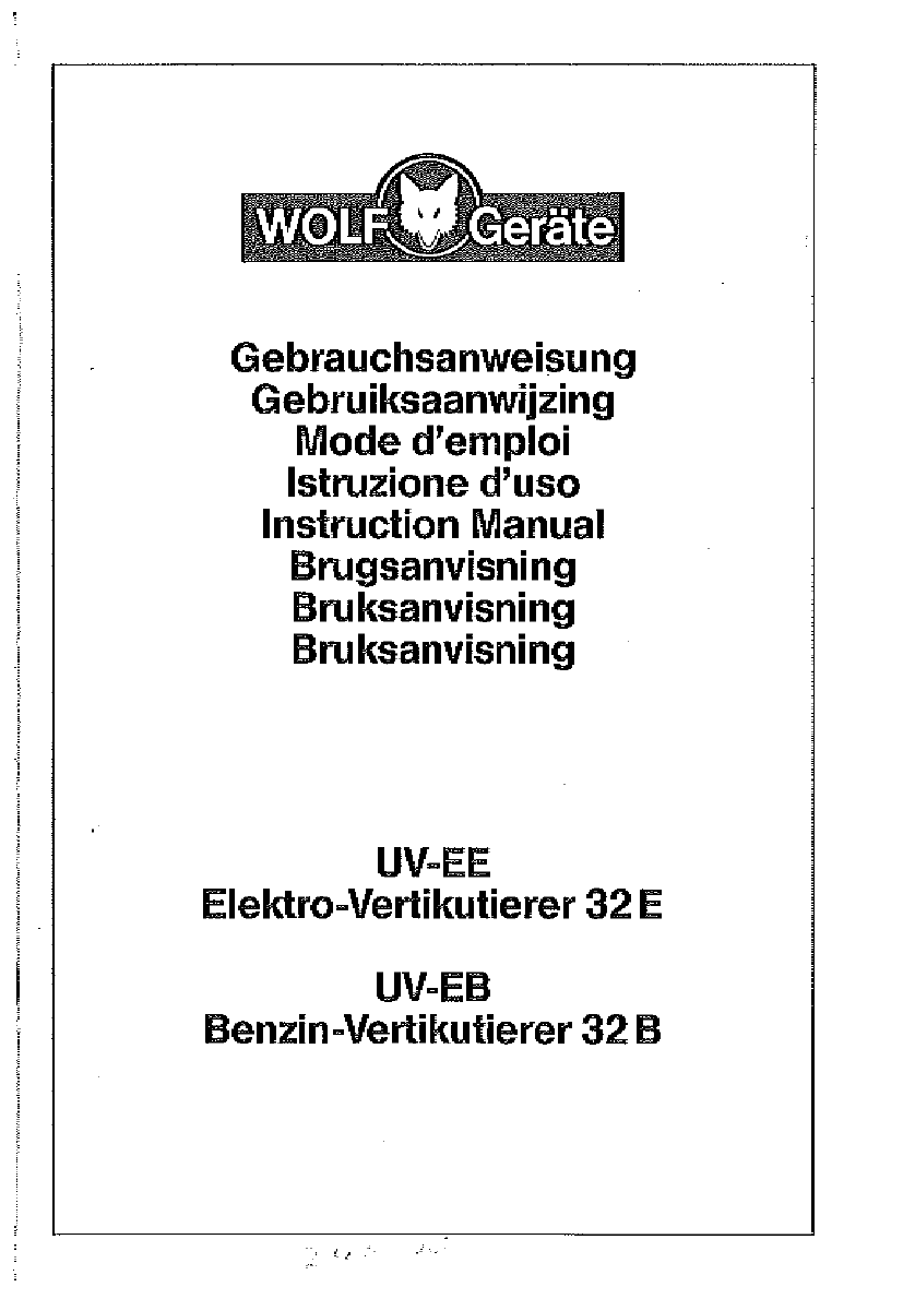 Manual Wolf Garten Uv Eb 32b Page 3 Of 20 Danish German English French Italian Dutch Norwegian Swedish