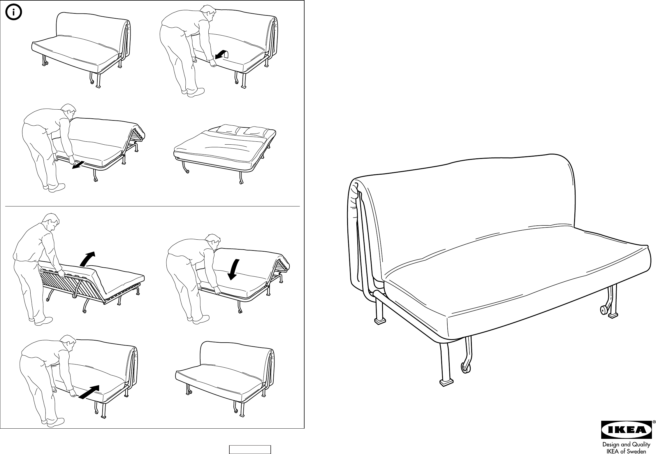 Manual Ikea onderstel slaapbank (page 1 of 6) (English, German, Dutch, Danish, French, Polish, Portuguese, Swedish, Spanish, Finnish)