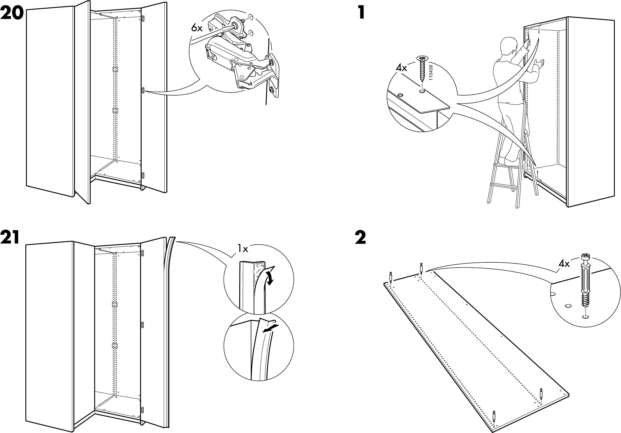 Manual Ikea Pax hoekkast (page 12 of (English, German, Dutch, Danish, French, Italian, Polish, Portuguese, Swedish, Norwegian, Finnish)