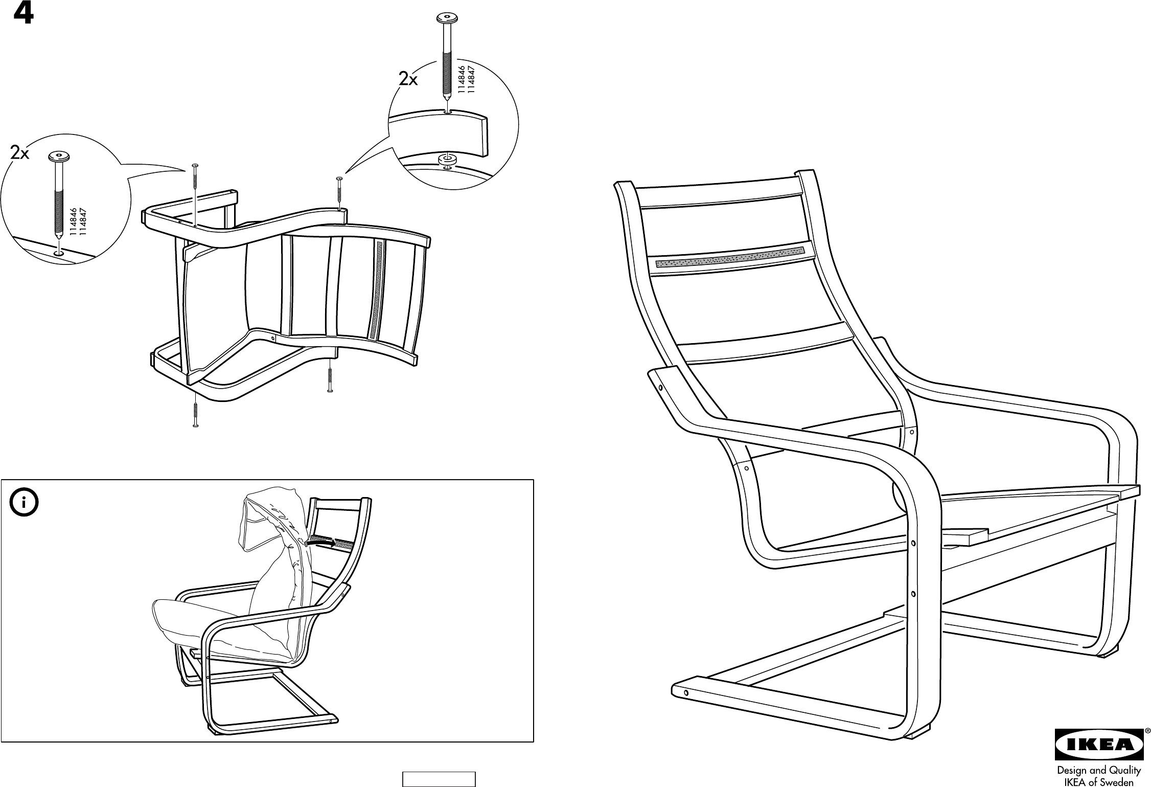 Manual Ikea Poang onderstel stoel (page 1 of 2) (Danish