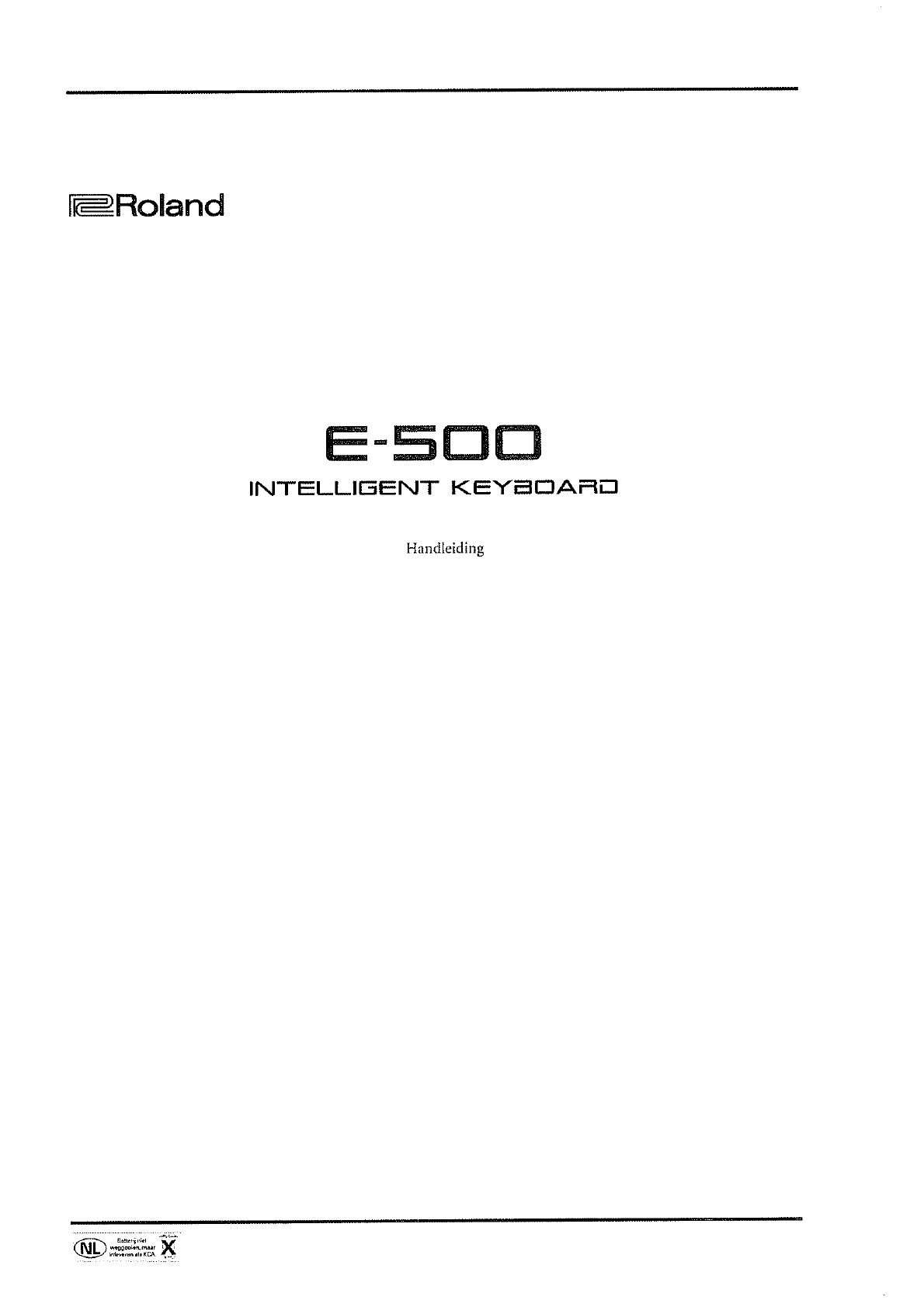 Manual Roland E-500 (page 1 of 78) (Dutch)