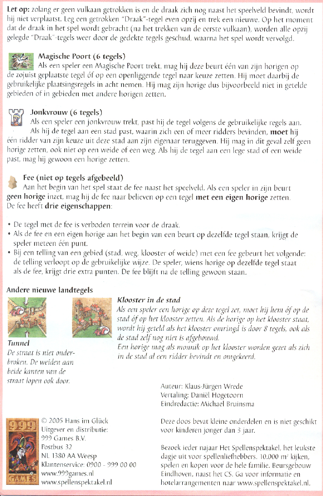 Garderobe heerser Houden Manual 999 games Carcassonne - De Draak de Fee en de Jonkvrouw (page 1 of  2) (Dutch)